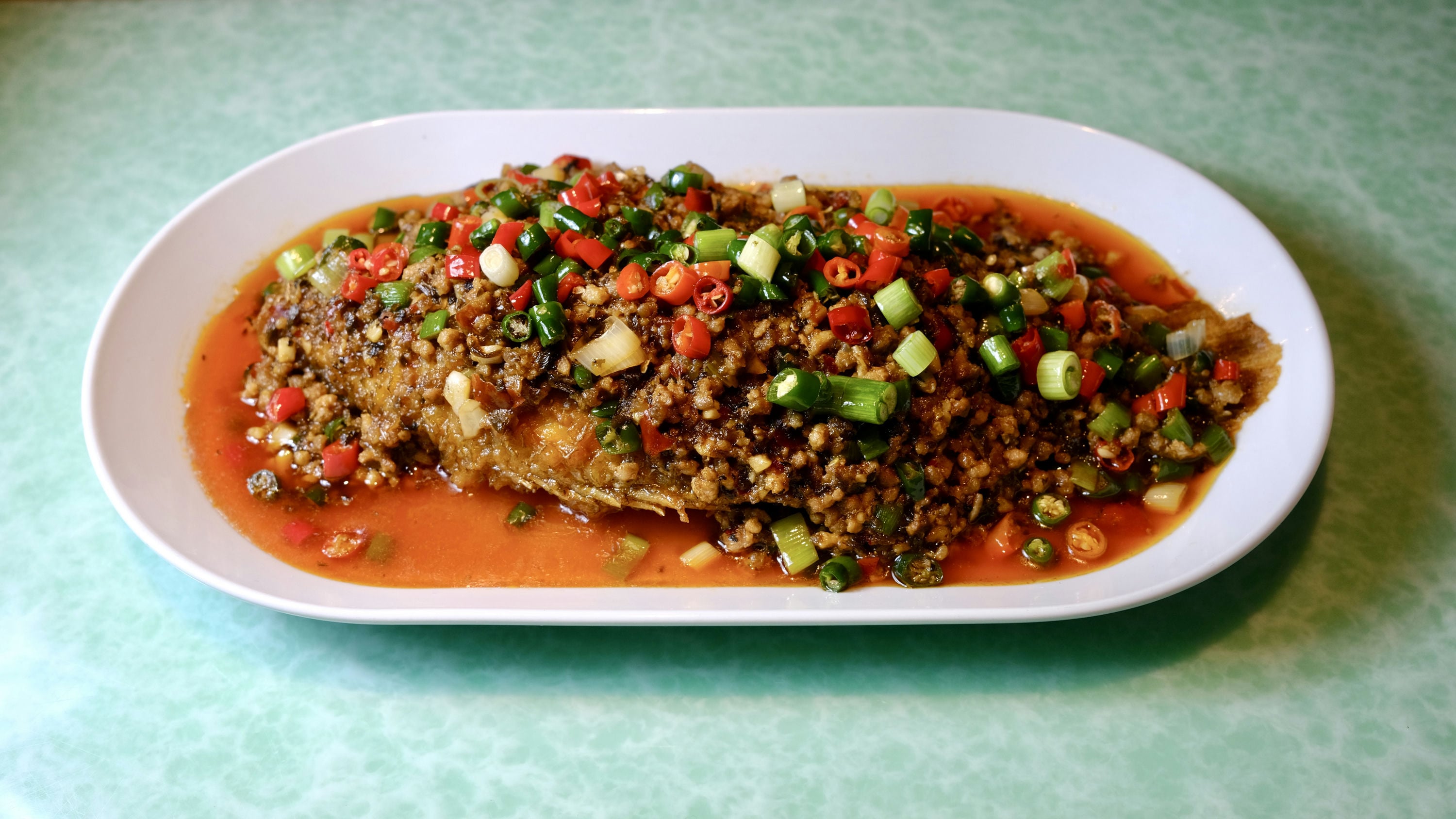Braised Whole Fish with Pickled Chilis